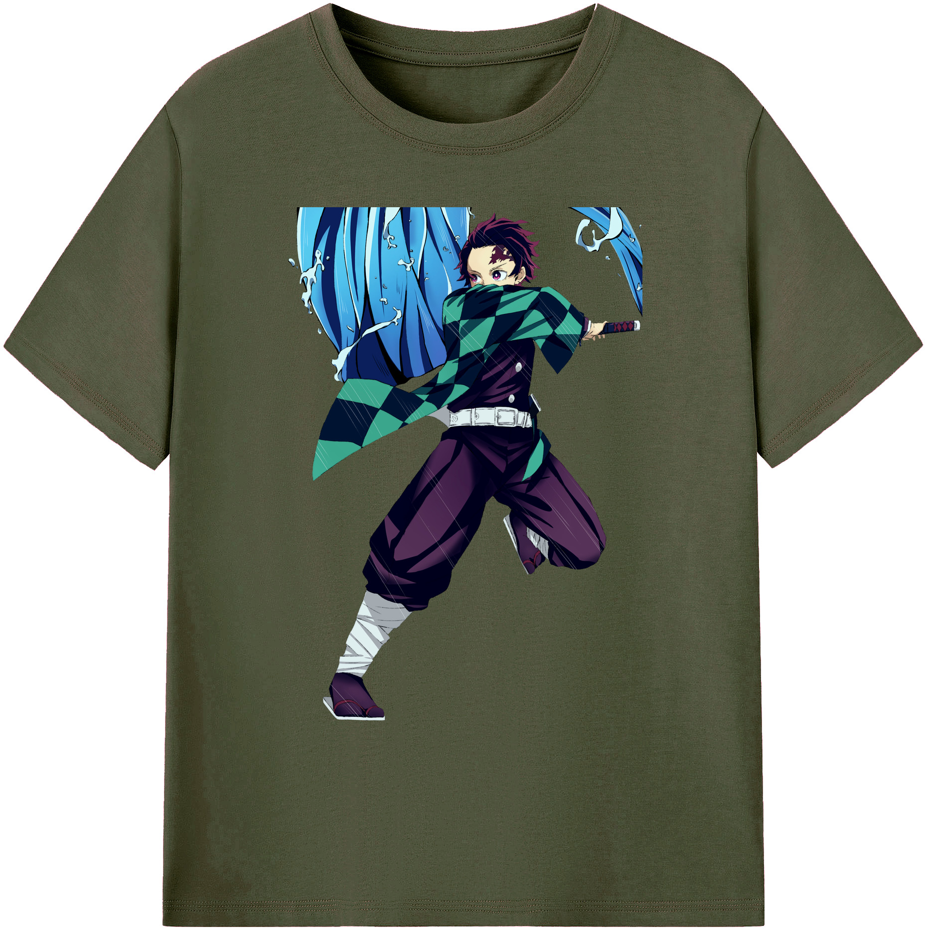 （画像用） 鬼滅の刃 竈門 炭治郎／かまど たんじろう Kamado Tanjirou 綿100％ メンズ半袖Tシャツ｜肌触りやわらか＆通気性